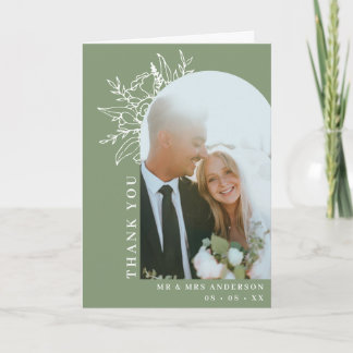 Carte De Remerciements Sage Floral Arch Mariage photo plié