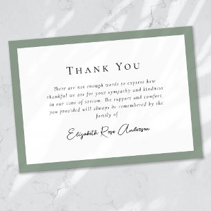 Carte De Remerciements Sage Green Bereavity Sympathy Funeral