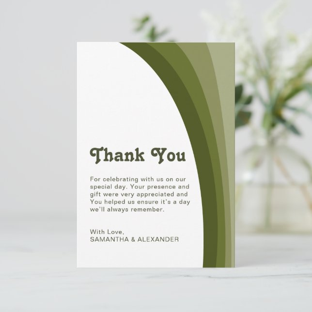 Carte De Remerciements Sage Green Boho Rainbow Stripe Arch Mariage (Debout devant)