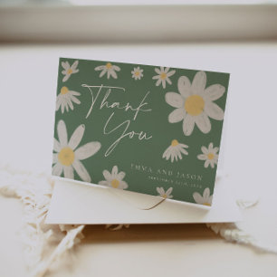 Carte de remerciements Sage Green Daisy
