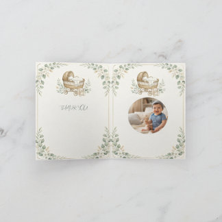 Carte De Remerciements Sage Green Literie de Bébé Shower Photo 