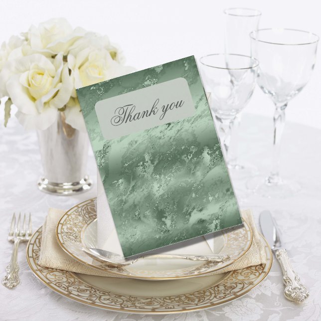 Carte De Remerciements Sage Green Metallic Tiara Elegant Quinceañera (Créateur téléchargé)