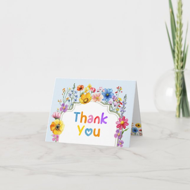 Carte De Remerciements Sage Green Rainbow Fleur sauvage Baby in Bloom (Devant)
