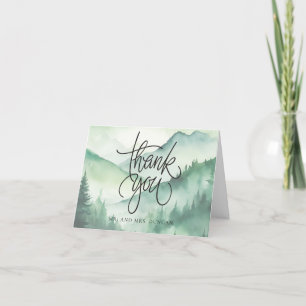 Carte De Remerciements Sage Green Rustic Mountain Arbres À feuillage pers
