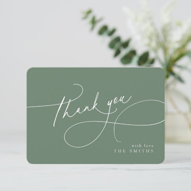 Carte De Remerciements Sage Minimal Elegant Script Christmas Thank You  (Debout devant)