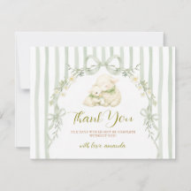 Sage rayure petit agneau bow Baby Shower Floral