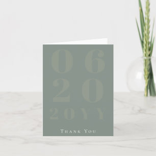 Carte De Remerciements Sage Vert minimaliste Gras Type Mariage photo