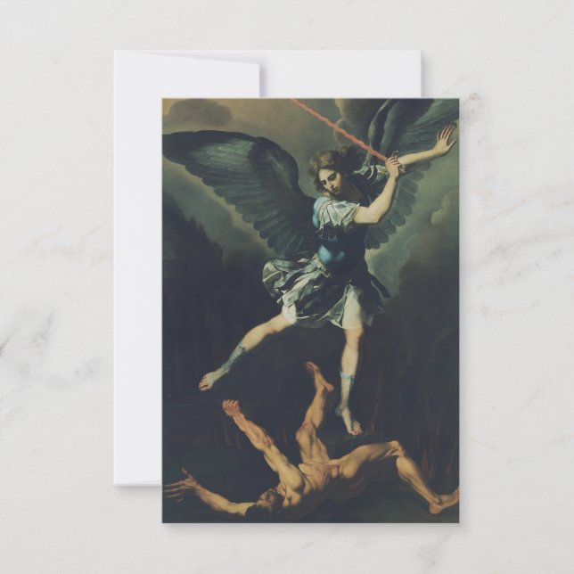 Carte De Remerciements Saint Archange Michael bat le diable (Devant)