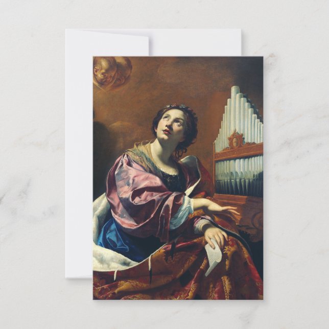Carte De Remerciements Saint Cecilia par Simon Vouet (Devant)