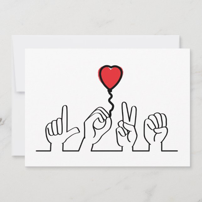 Carte De Remerciements Saint Valentin. Le sourd, l'éloge du langage gestu (Devant)