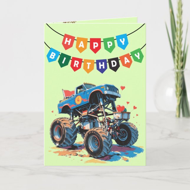 Carte De Remerciements Saint Valentin - Monster Truck (Devant)