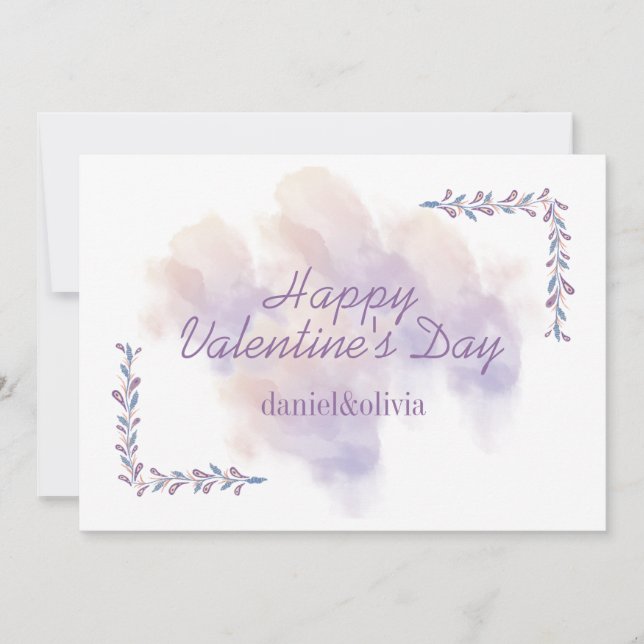 Carte De Remerciements Saint Valentin violet rose (Devant)