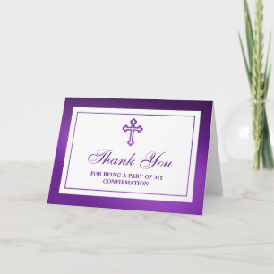 Carte De Remerciements Sainte communion/confirmation croisées pourpres