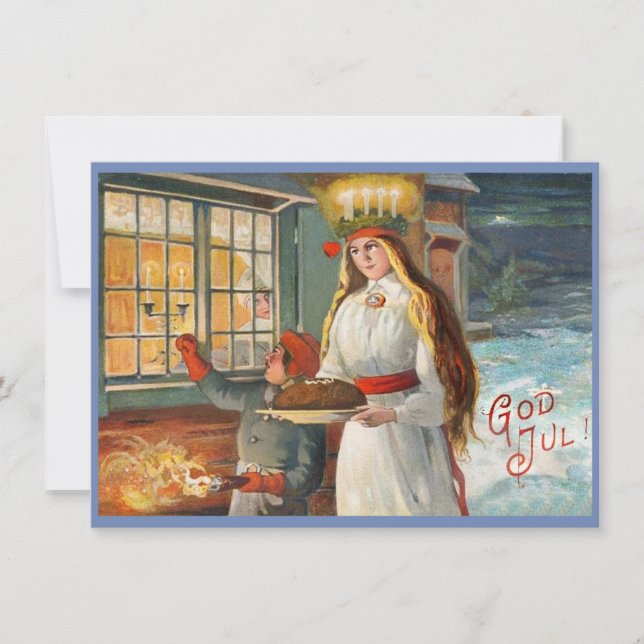 Carte De Remerciements Sainte-Lucie et l'enfant livrant du pain au safran (Devant)