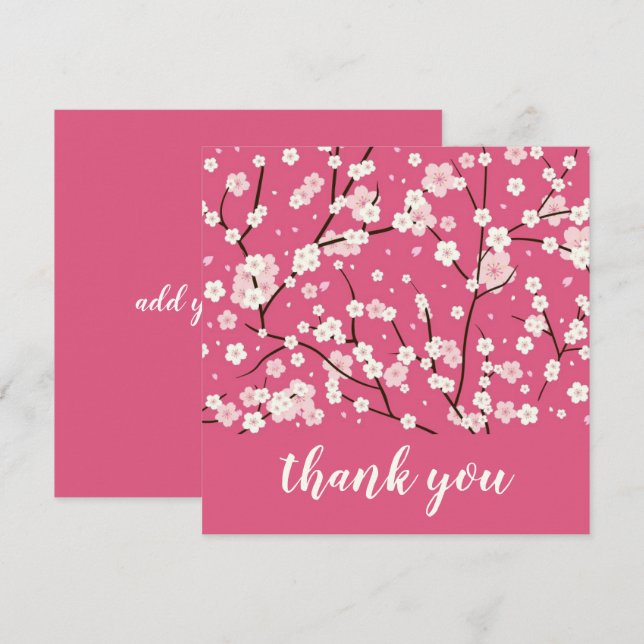 Carte de remerciements: SAKURA CHERRY BLOSSOMS (Devant / Derrière)