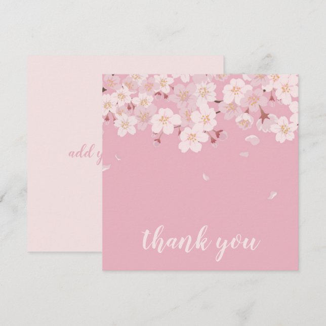 Carte de remerciements: SAKURA CHERRY BLOSSOMS (Devant / Derrière)