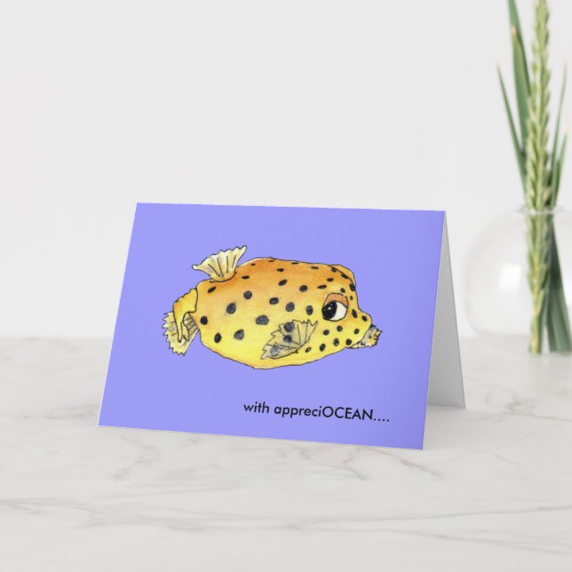 Carte De Remerciements Salutation de poissons de boîte de bande dessinée (Devant)