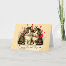 Salutation vintage Valentine's Day Kittens