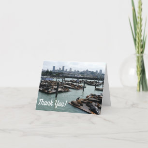 Carte De Remerciements San Francisco et Pier 39 Sea Lions City Skyline