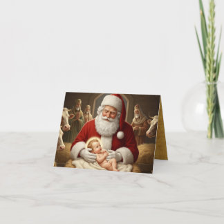 Carte De Remerciements Santa & Baby Jesus with the Wise Men