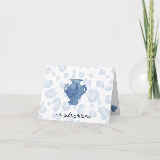 Carte De Remerciements Saule bleu Chinoiserie Leopard Ginger Jars (Devant)