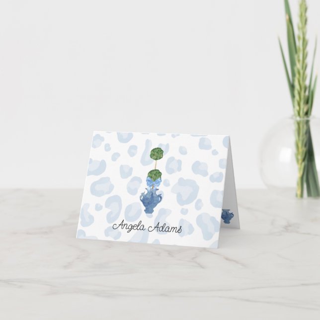 Carte De Remerciements Saule bleu Chinoiserie Leopard Ginger Jars (Devant)