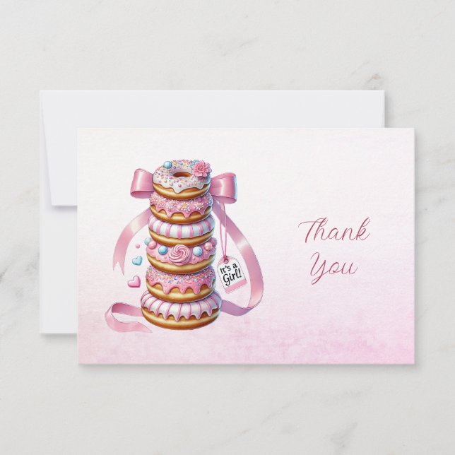 Carte De Remerciements Saupoudrer les bouts de ruban rose (Devant)