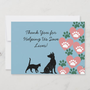 Carte De Remerciements Sauvetage d'animaux chiens et chats