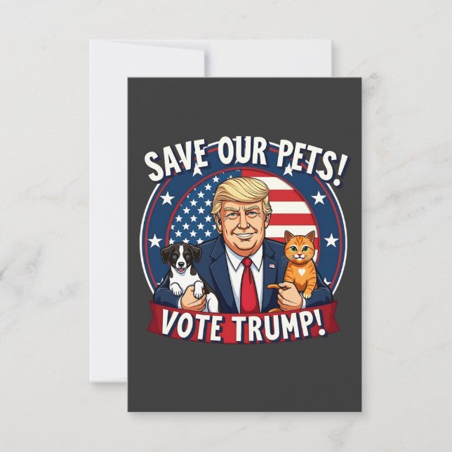 Carte De Remerciements Sauvez nos animaux de compagnie Votez Trump Pets F (Devant)