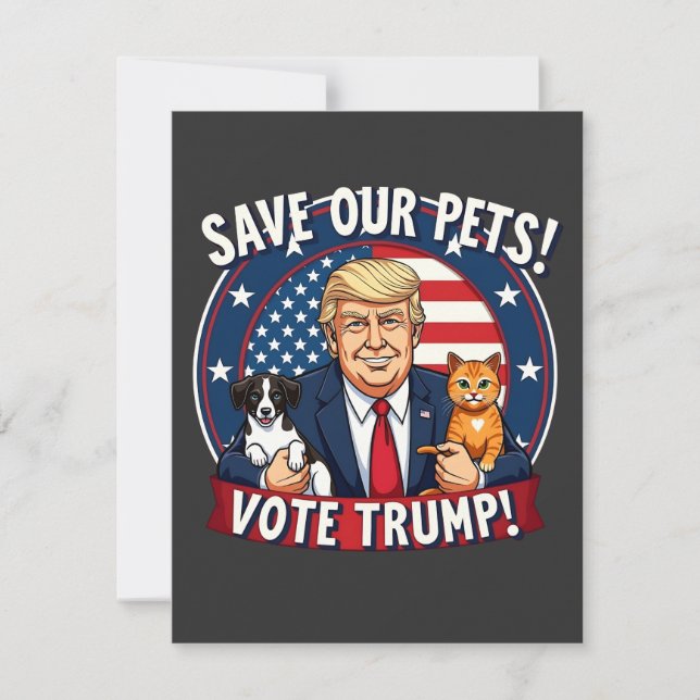 Carte De Remerciements Sauvez nos animaux de compagnie Votez Trump Pets F (Devant)