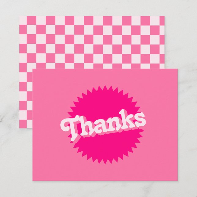 Carte De Remerciements Sceau rose Retro Malibu | (Devant / Derrière)