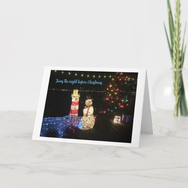 Carte De Remerciements Scène de Noël sur un quai du lac Merritt (Devant)
