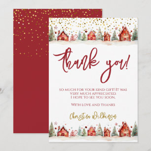 Carte De Remerciements Scène d'hiver de Noël