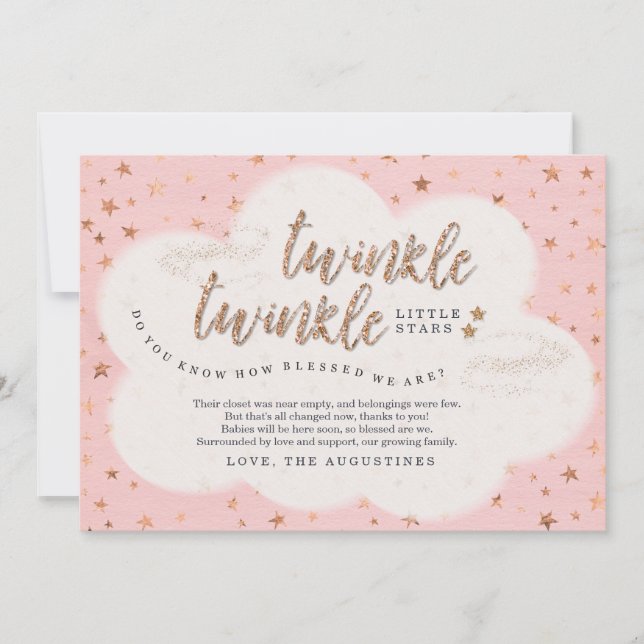 Carte De Remerciements Scintillement de scintillement peu de baby shower (Devant)