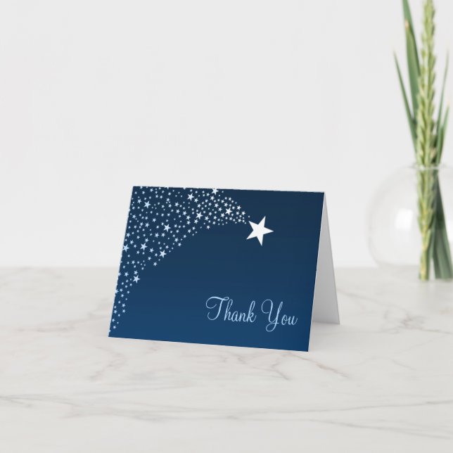 Carte De Remerciements Scintillement peu de baby shower d'étoile filante (Devant)