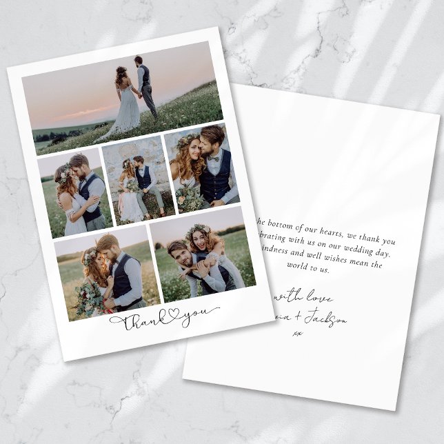 Carte De Remerciements Script avec Mariage multiphoto Heart (Créateur téléchargé)