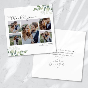 Carte De Remerciements Script avec Mariage multiphoto Heart