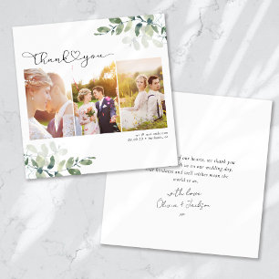 Carte De Remerciements Script avec Mariage multiphoto Heart