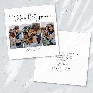 Carte De Remerciements Script avec Mariage multiphoto Heart