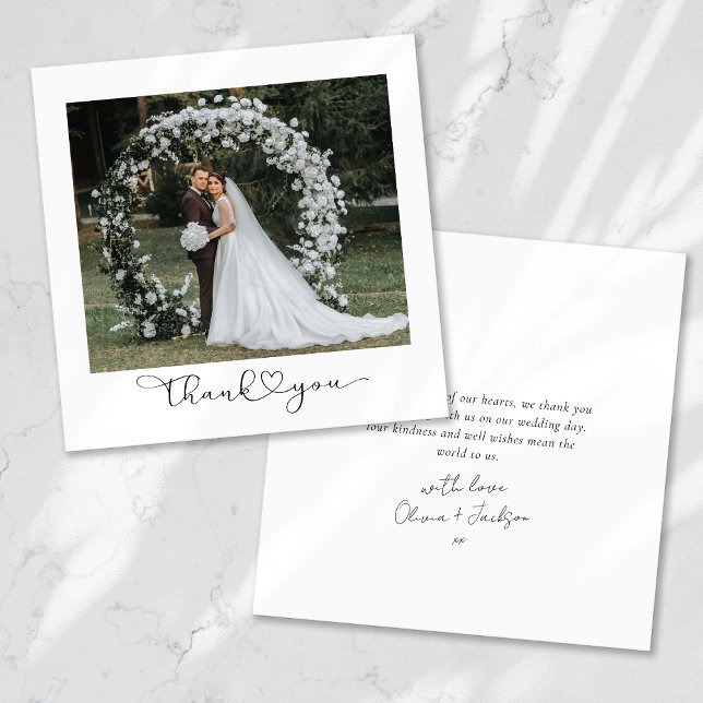 Carte De Remerciements Script avec Mariage multiphoto Heart (Créateur téléchargé)