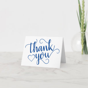 Carte De Remerciements Script bleu simple   Cerulean Heart 2 Photo