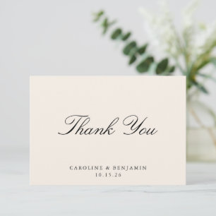 Carte De Remerciements Script Classique Mariage élégant Ivoire Personnali