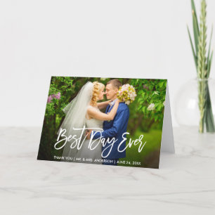 Carte De Remerciements Script de brosse moderne Meilleur Jour Mariage Pli