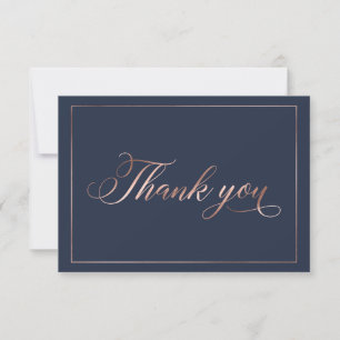 Carte De Remerciements Script de calligraphie à huile d'or Rose et bleu m