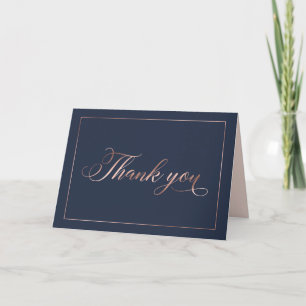 Carte De Remerciements Script de calligraphie à huile d'or Rose et bleu m