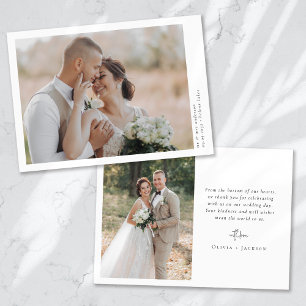 Carte De Remerciements Script de calligraphie romantique Mariage photo mu