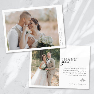 Carte De Remerciements Script de calligraphie romantique Mariage photo mu