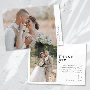 Carte De Remerciements Script de calligraphie romantique Mariage photo mu