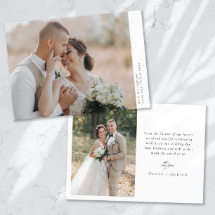 Carte De Remerciements Script de calligraphie romantique Mariage photo mu