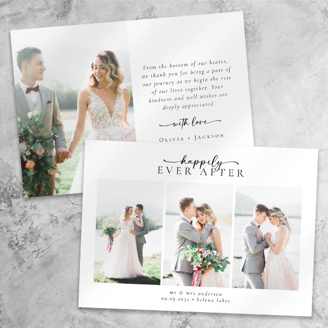 Carte De Remerciements Script de calligraphie romantique Mariage photo mu (Créateur téléchargé)